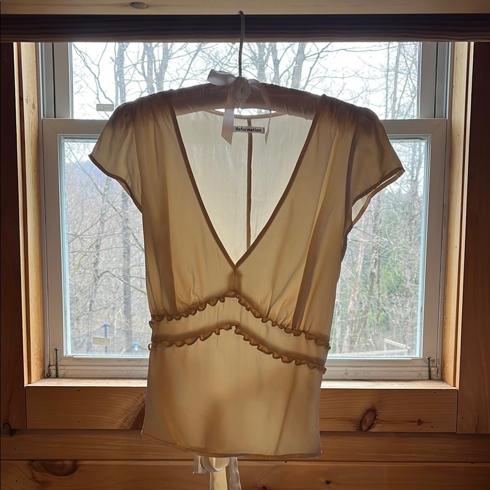 Reformation-Elegant Cream Silk Women's Top